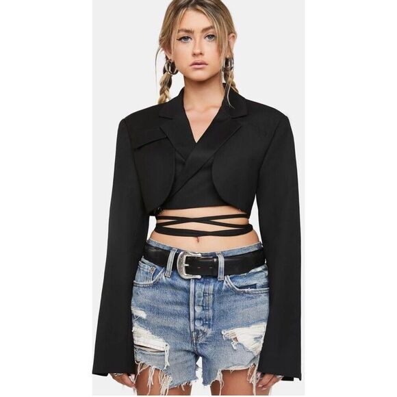 tie waist crop blazer